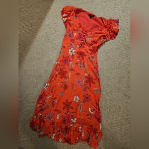 Banana Republic Vibrant Red Floral Maxi Dress